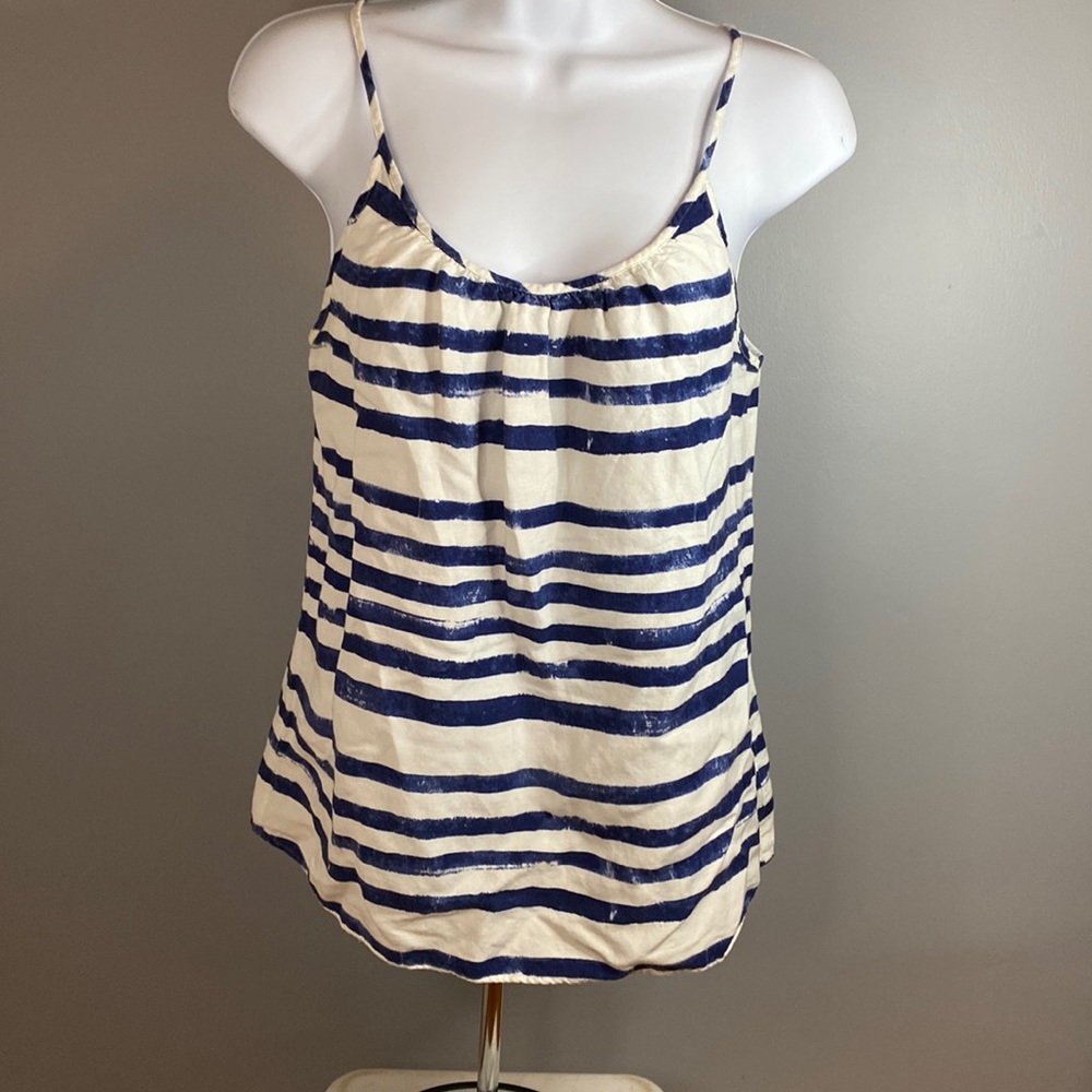 Ann Taylor Loft Soft Linen Blend stripe Tank Top XS